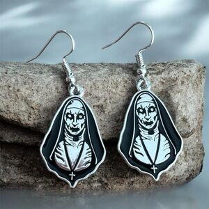 The Nun Horror Movie Enamel Dangle Earrings